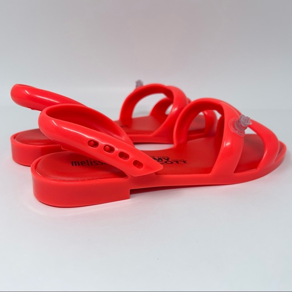 Melissa + Jeremy Scott Womens Tube Slingback Sandals Neon Orange Rubber 5-9 New - Picture 5 of 16